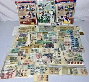 lot 35 image: New USPS Commerative Sheets of Stamps and Vintage Blocks of Stamps