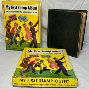 lot 62 image: My First Stamp Album featuring US and Foreign Stamps plus Album with Various Stamps from #460-#1029