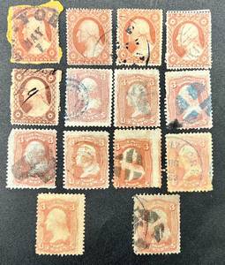 lot 205 image: George Washington Postage Stamps dating back to 1861