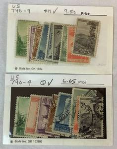 lot 186 image: 1934 National Park Series Postage Stamps, Scott catalog 740-749, One Set New and One Set Cancelled