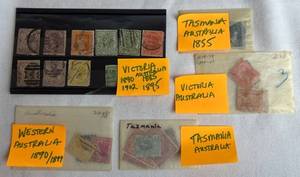 lot 330 image: Selection of Postage Stamps from Australia - Victoria, Tasmania, Western Australia dating back to 1855