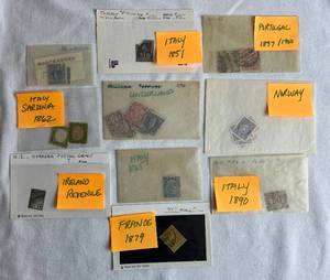lot 332 image: Europeon Stamps from Norway, Ireland, Italy, France, Switzerland, Portugal, and Montenegro dating back to 1851