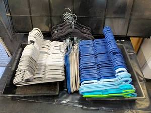 lot 34 image: Collection of Over 100 Assorted Plastic and Fabric-Covered Hangers
