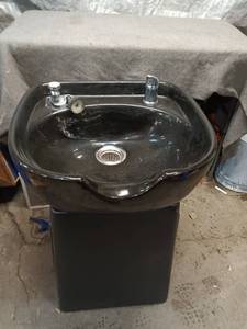 Black Commercial Barber Shampoo Sink with Sprayer
