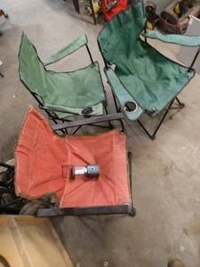 lot 49 image: Set of 3 Folding Camping Chairs with Cup Holders and Lantern