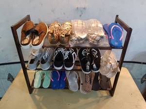 lot 78 image: Collection of 12 Womens Shoes with Storage Rack