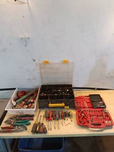 Assorted Hand Tools and Drill Bits Collection