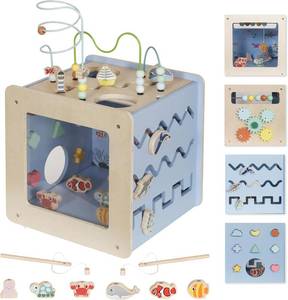 lot 30 image: Buoyantkids Wooden Activity Cube with Bead Maze
