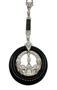lot 25J image: Art Deco Style Pendant Sterling Silver Necklace