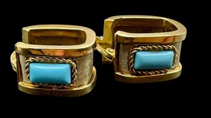 lot 7J image: 14K Hoop Earrings with Turquoise Blue Accents