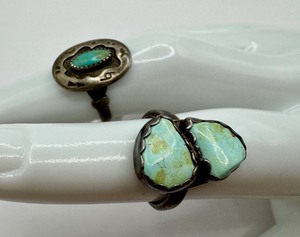 lot 23J image: Two Vintage Sterling Silver and Turquoise Rings