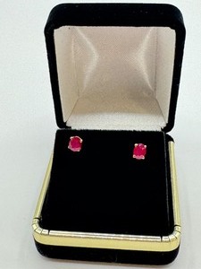 lot 18J image: Pair of 14k Gold Burma Ruby Earrings, New with Tags