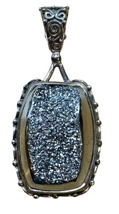 lot 24J image: Hematite Druzy Sterling Silver Pendant