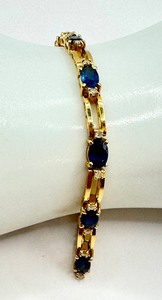 lot 32J image: Beautiful 14K Yellow Gold, Sapphire and Diamond Bracelet