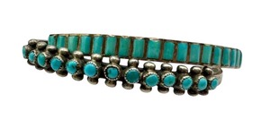 lot 35J image: Two Vintage Silver and Turquoise Bracelets