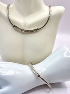 lot 66J image: Sterling Silver and Cubic Zirconia Stylish Necklace and Bracelet
