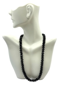 lot 62J image: Black Faceted Stylish Beaded Necklace with Sterling Clasp