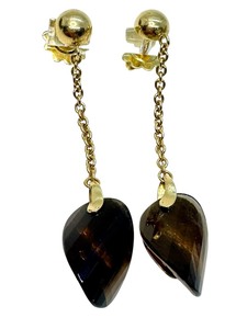 lot 88J image: 14k Smoky Quartz Dangle Earrings