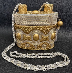 lot 4 image: Vintage Mary Frances GoldSilver Paper Mache Small Chain Purse