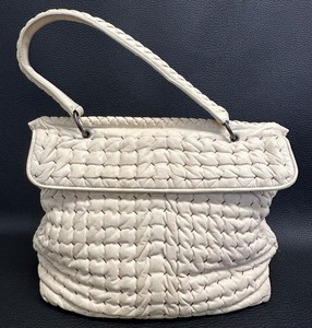 lot 74 image: Bottega Veneta Leather Creme Top Handle Bag  Bottega Veneta Off White Leather Top Handle Bag