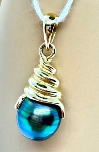 lot 86J image: Black Tahitian Saltwater Pearl 14K Yellow Gold Pendant