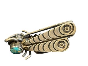 lot 67G image: Vintage Southwest Design Silver and Turquoise Insect  Bug Pin