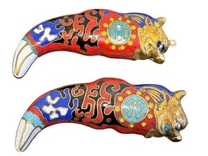 lot 73G image: Pair of Cloisonn Style Asian Dragon Pendants