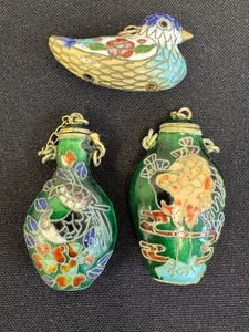 lot 76GG image: Three Vintage Cloisonn Style Pendants
