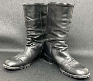 lot 122 image: Santana Canada 833 Womens Rushed Black Leather 1 Block Heel Boots - Size 10