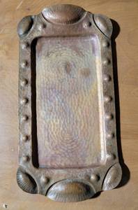 lot 154 image: Antique Hammered Copper Serving Tray