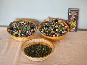 lot 21D image: Three Baskets of Vintage Marbles Approx. 2.5 Pints
