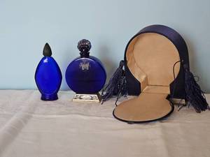 lot 40 image: Elegant Cobalt Blue Perfume Bottles