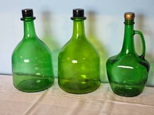 lot 41 image: Forest Green Glass Jugs (Three)