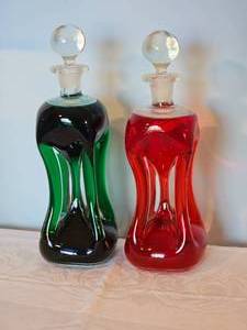 lot 20H image: Pair of Holmegaard Kluck Kluck Pinched Decanter