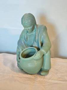 lot 19C image: Van Briggle Pottery Indian Madian with Pot