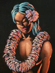 lot 9B image: Carlos of Hollywood Hawaiian Women Artwork Painted on Velvet
