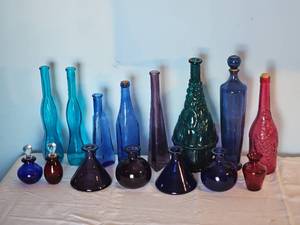 lot 54 image: Variety of Dcor Glass Bottles Tall & Short