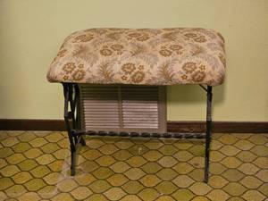 lot 140 image: Art Deco Floral Case Iron Vanity Bench