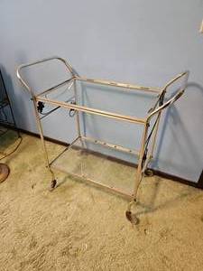 lot 144 image: Retro Aluminum Tea Cart with Floral Additions