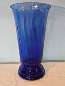 lot 22V image: Vintage Cobalt Glass - Flowing Ribbed Vase