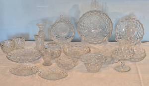 lot 26B image: Vintage Elegant Fostoria Glass Decorware Set - Clear American - (19)
