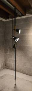 lot 173 image: Stylish Black  Brass MCM Post Lamp - 3 Fixtures