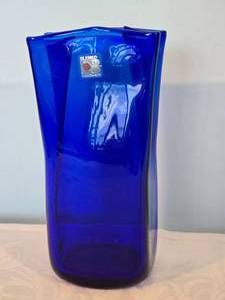 lot 22F image: Vintage Blenko Cobalt Glass - Modernist Vase