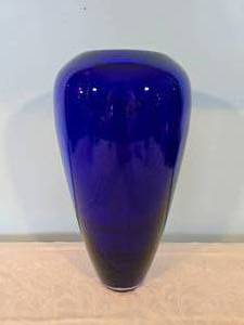 lot 22S image: Vintage LSA Cobalt Glass - Minimalist Teardrop Vase