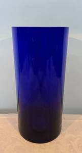 lot 22U image: Vintage Cobalt Glass - Clear Base Cylinder Vase