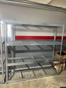 lot 7 image: Nice Metal Industrial Shelving Unit w Adjustable Shelves (79 Tall x 78.75 Wide x 20 Deep) - Bring Help to Remove