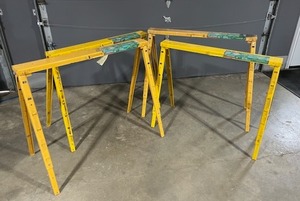 lot 18 image: Lot of 4 Crawford Pro Adjustable Metal Sawhorses