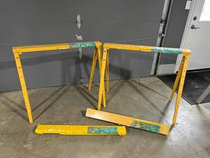 lot 20 image: Lot of 4 Crawford Pro Adjustable Metal Sawhorses