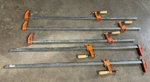 lot 22 image: Jorgensen #3736 and #3730 Heavy Duty Bar Clamp Lot in Good Condition