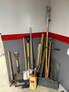 lot 56 image: Post Hole Diggers, Shovels, Tree Pruner, Scrap Metal and More